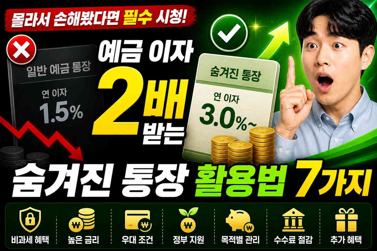 예금 이자 2배 받는 숨겨진 통장 활용법 7가지